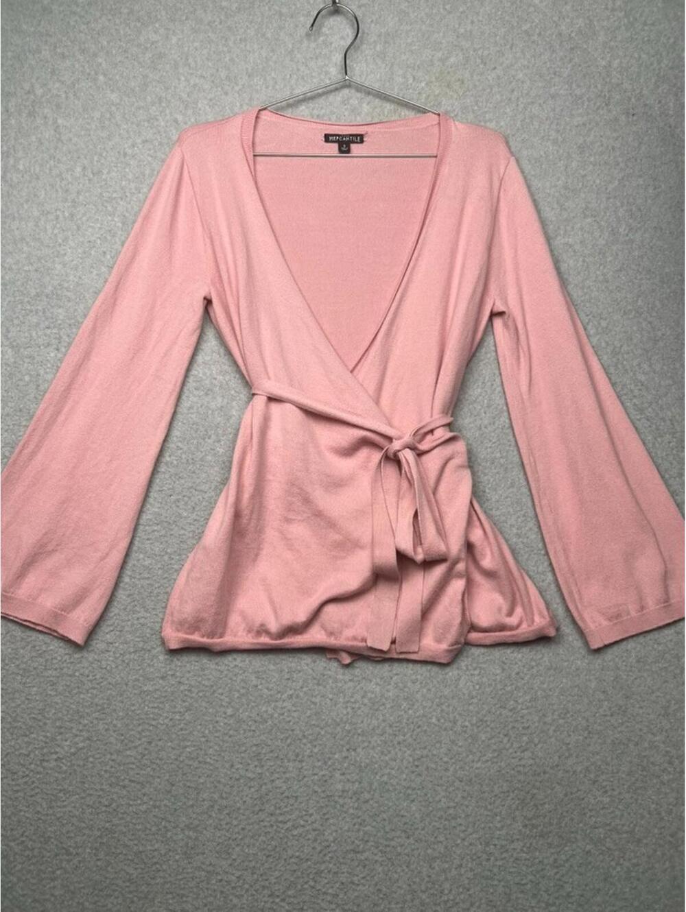 J.Crew Mercantile Wrap Cotton Cardigan Sweater Size S Pink Simple Casual Office